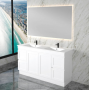 Mia 1500 Matte White Free Standing Single Bowl Vanities Cabinet Only